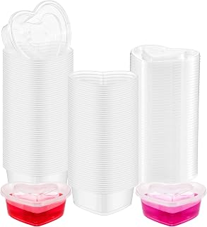 Yinkin 50 Pcs Heart Shaped Storage Containers 5 oz Heart Box Transparent Plastic Heart Containers with Lids Organizer Box Organizer Box for DIY Art Craft Making