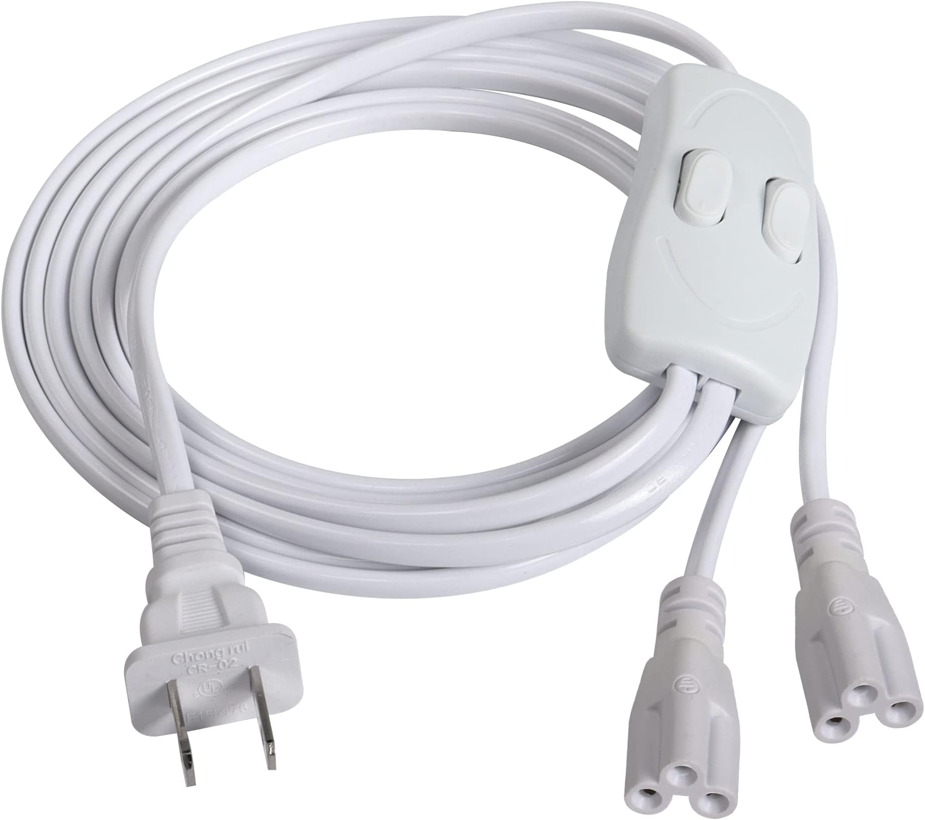 SinLoon T5 T8 LED Dual Switch Power Cord, 5.9 FT LED Tube Power Extension Cord with on/Off Swith US Plug for LED T5 T8 Light Tube Integrated Extension Cable Wire (Switch 1 to 2)