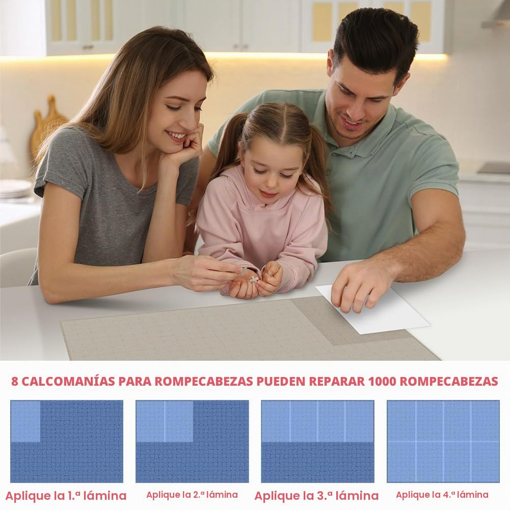 Ainiv 32PCS Hojas de Pegamento para Puzzles, Despegable Cola Transparente Papel Adhesivo, Lámina Adhesivas para Rompecabezas para Preservar 4000PCS, Lámina Accesorios Puzzle para Asegurar y Proteger