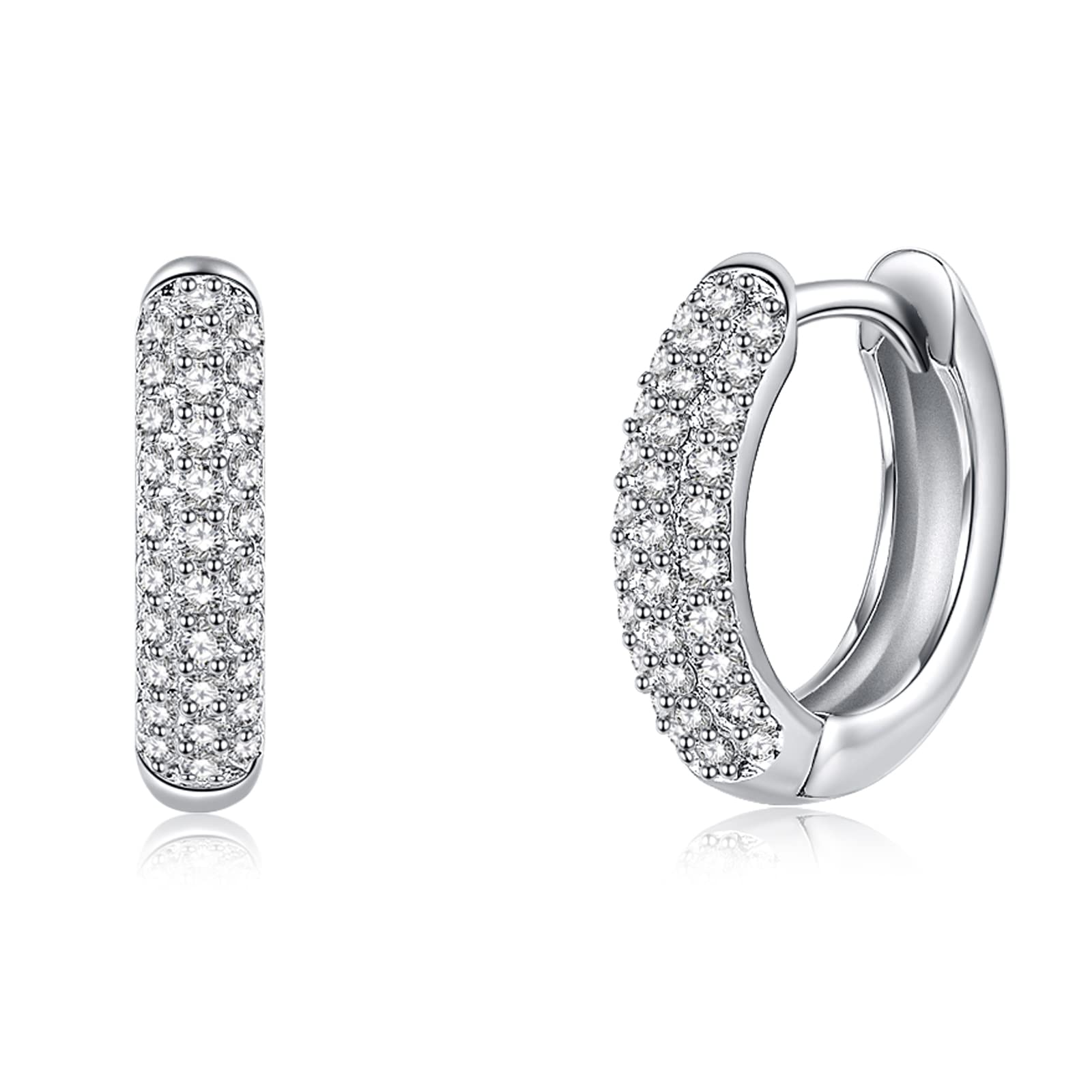 CHERUBIC Orecchini A Goccia In Oro Bianco Con Zirconi E Cristalli - Eleganti Pendenti Donna 24x11mm, Ipoallergenici