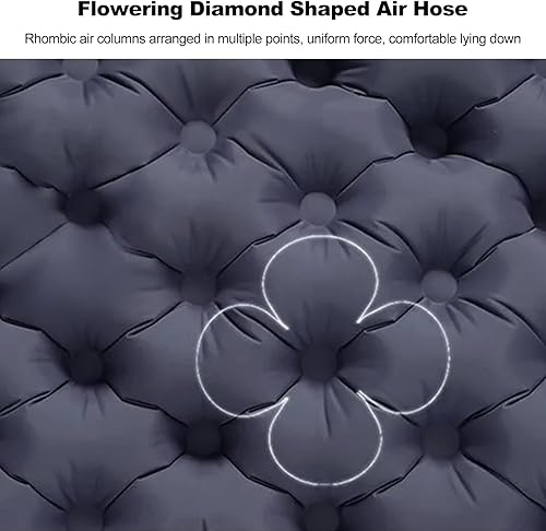 Miniatura 6 de Ergocar Colchoneta de dormir para camping, almohadilla inflable gruesa con almohada, bomba integrada, colchón inflable ligero para acampar con tela