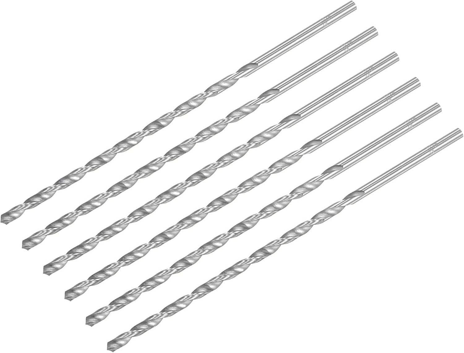 uxcell HSS(High Speed Steel) Extra Long Twist Drill Bits, 5mm Drill Diameter 200mm Length for Hardened Metal Woodwork Plastic Aluminum Alloy 6 Pcs