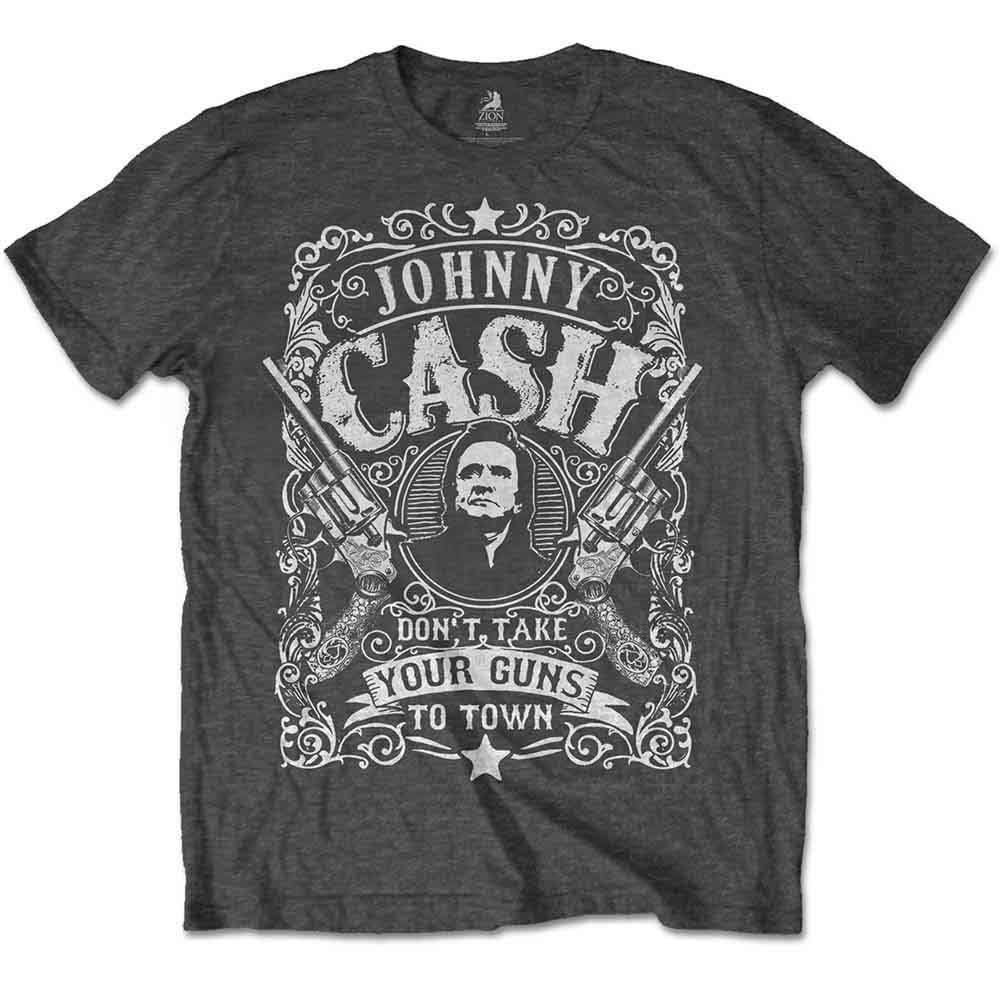 Rock Off Officially Licensed Products Men's Black Johnny Cash Don't Take Your Guns To Town Short Sleeve T-Shirt, Medium
