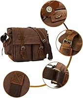 Vista 6 de Sechunk Vintage Militar - Bolso bandolera para portátil (piel, tamaño mediano)