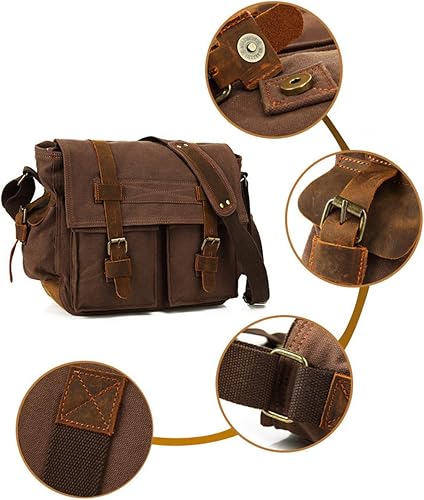 Miniatura 6 de Sechunk Vintage Militar - Bolso bandolera para portátil (piel, tamaño mediano)