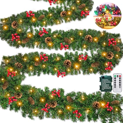 TURNMEON Remote Control 18 Ft Extra Long Prelit Christmas Garland
