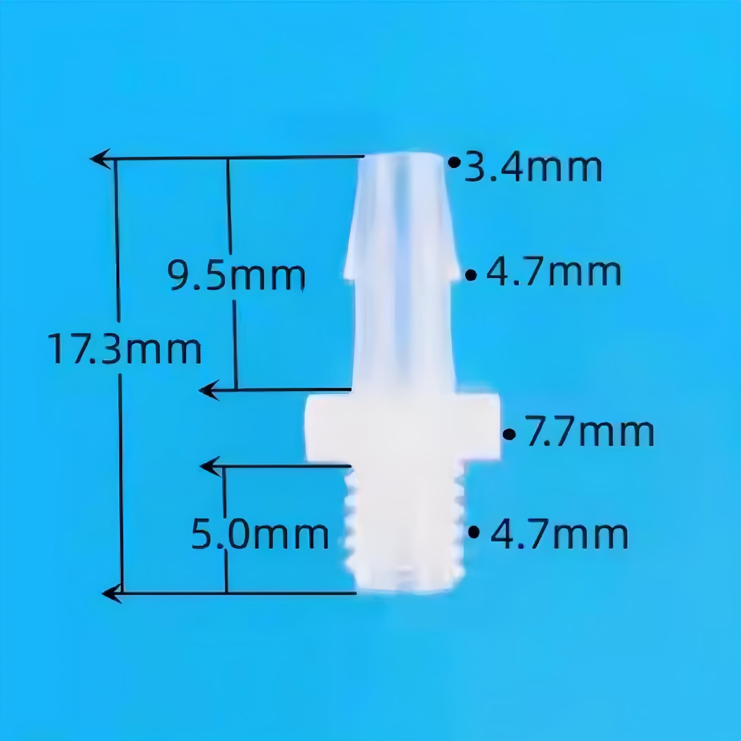 Accesorios de manguera de plástico – Adaptador de rosca macho 10-32UNF para laboratorio y maquinaria de alimentos – 50 piezas reutilizables (2,4 mm 3/32 pulgadas)