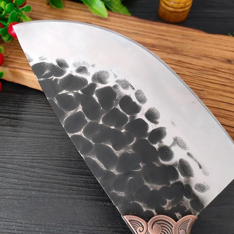 Meat Cleaver,Cleaver Knife 8 Inch Forged Kitchen Knivese Handmade Butcher Knife Chef Meat Cleaver Sharp Slicing Chopping Cooking Cutting Tools, LAMAJIGA5844