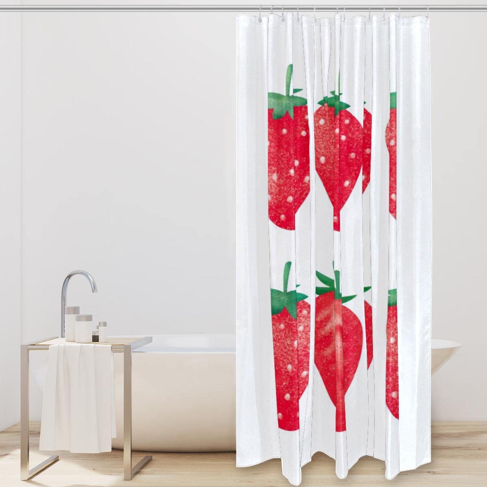 Tenda Da Doccia Con Fragole Per Bagno – Floreale Con Frutta 183x183 Cm – Tessuto Impermeabile Con 12 Ganci - 4