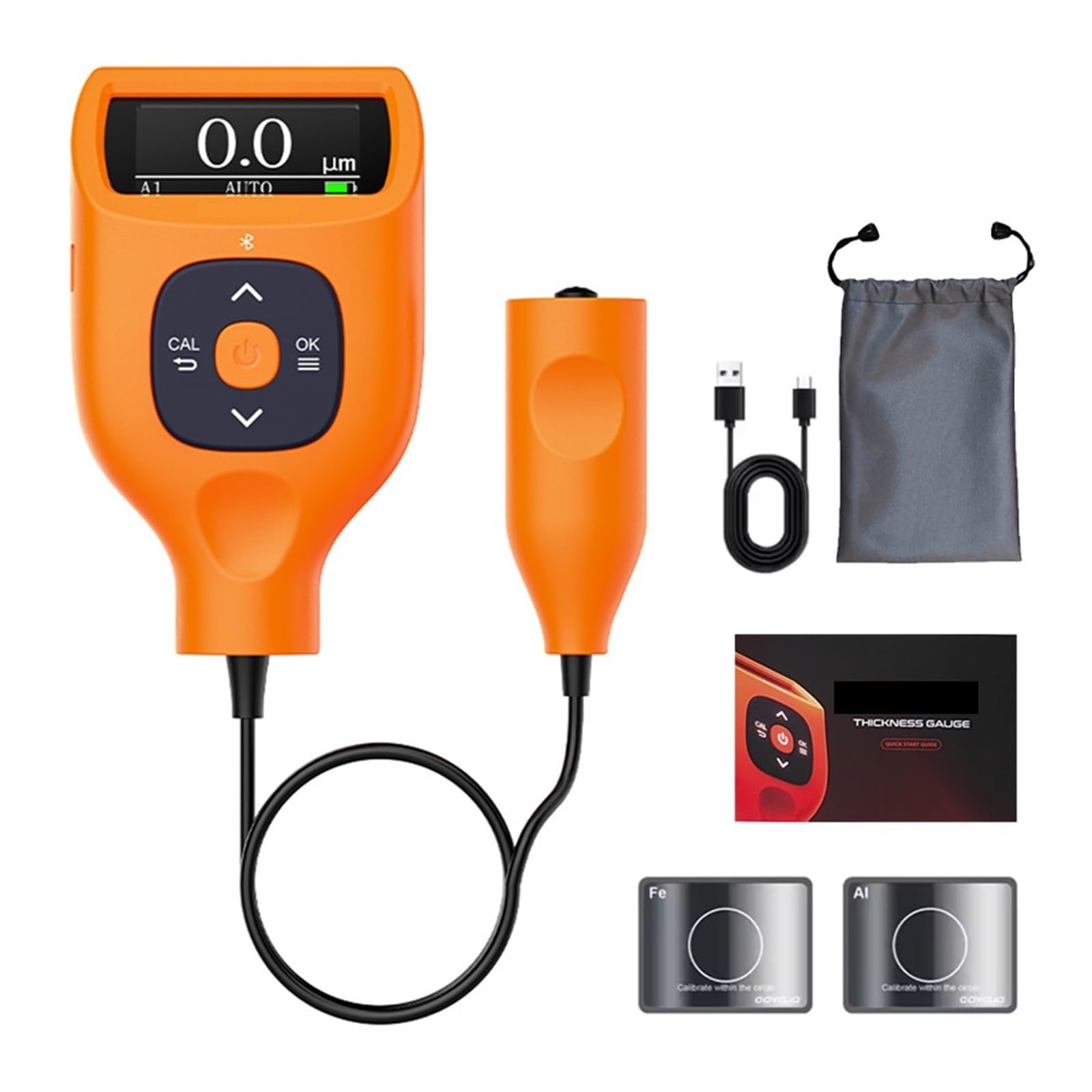 0-9900μm Tester grubości powłoki lakierniczej Wbudowany ekran LCD Bluetooth Auto Samochodowy miernik grubości folii Fe NFe Sonda miernika(CTG-1)