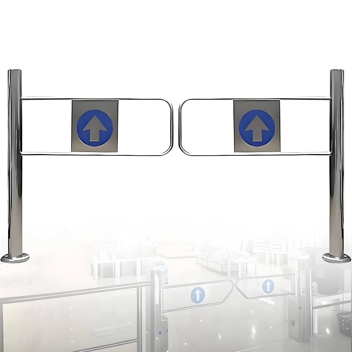 Cancello a battente automatico a rimbalzo - Porta unidirezionale in acciaio inossidabile per biblioteche, negozi, centri commerciali - Soluzione di ingresso e uscita, controllo sicuro degli accessi