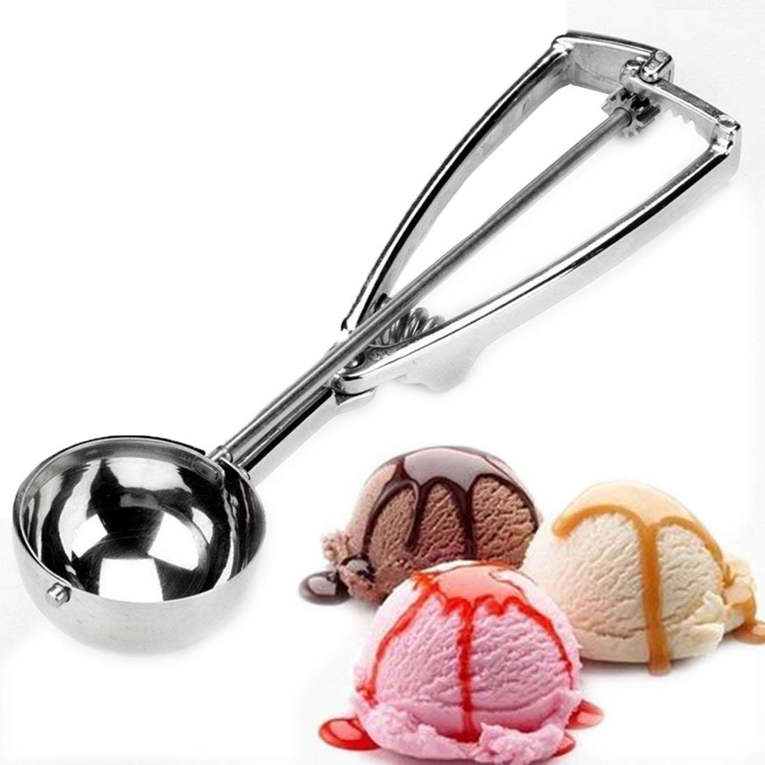 Mobhada Stainless Steel Ice Cream Scoop Multi Use Food Spoon (Silver Medium) 4