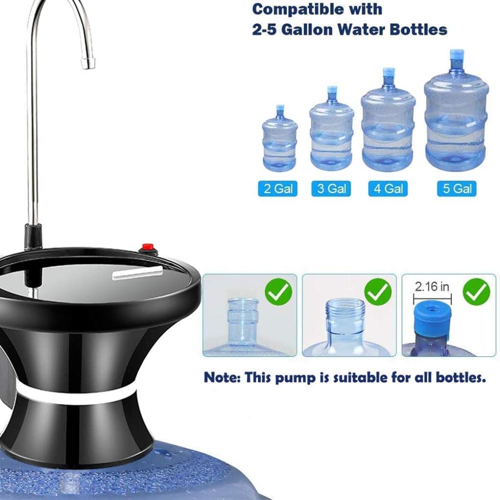 Pompa erogatrice acqua potabile, pompa elettrica automatica per bottiglie per brocche d'acqua da 1-5 galloni Controllo USB ricaricabile a 2 interruttori, per cucina domestica, ufficio, campeggio