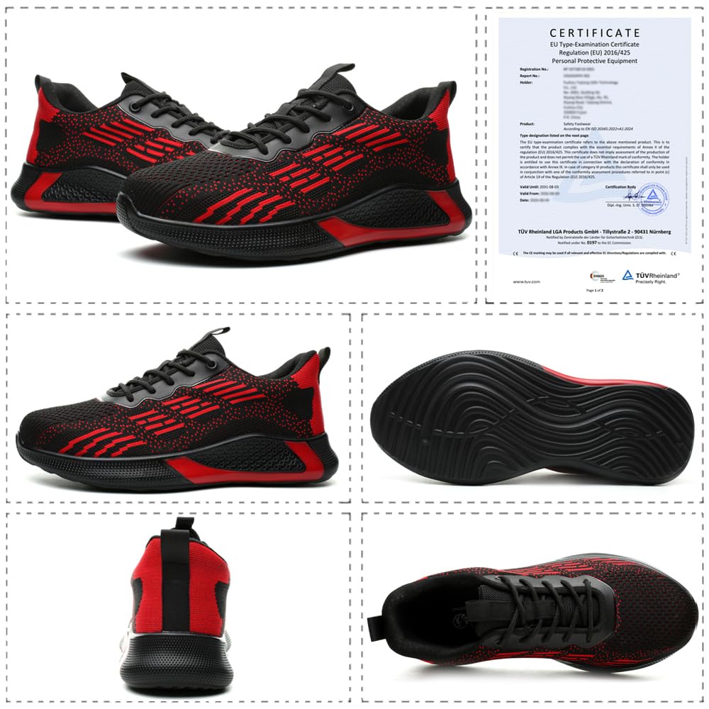 Scarpe Antinfortunistiche Uomo Donna Scarpe da Lavoro Leggere con Punta in Acciaio Antiscivolo Scarpe Sicurezza Sportive 36-46EU