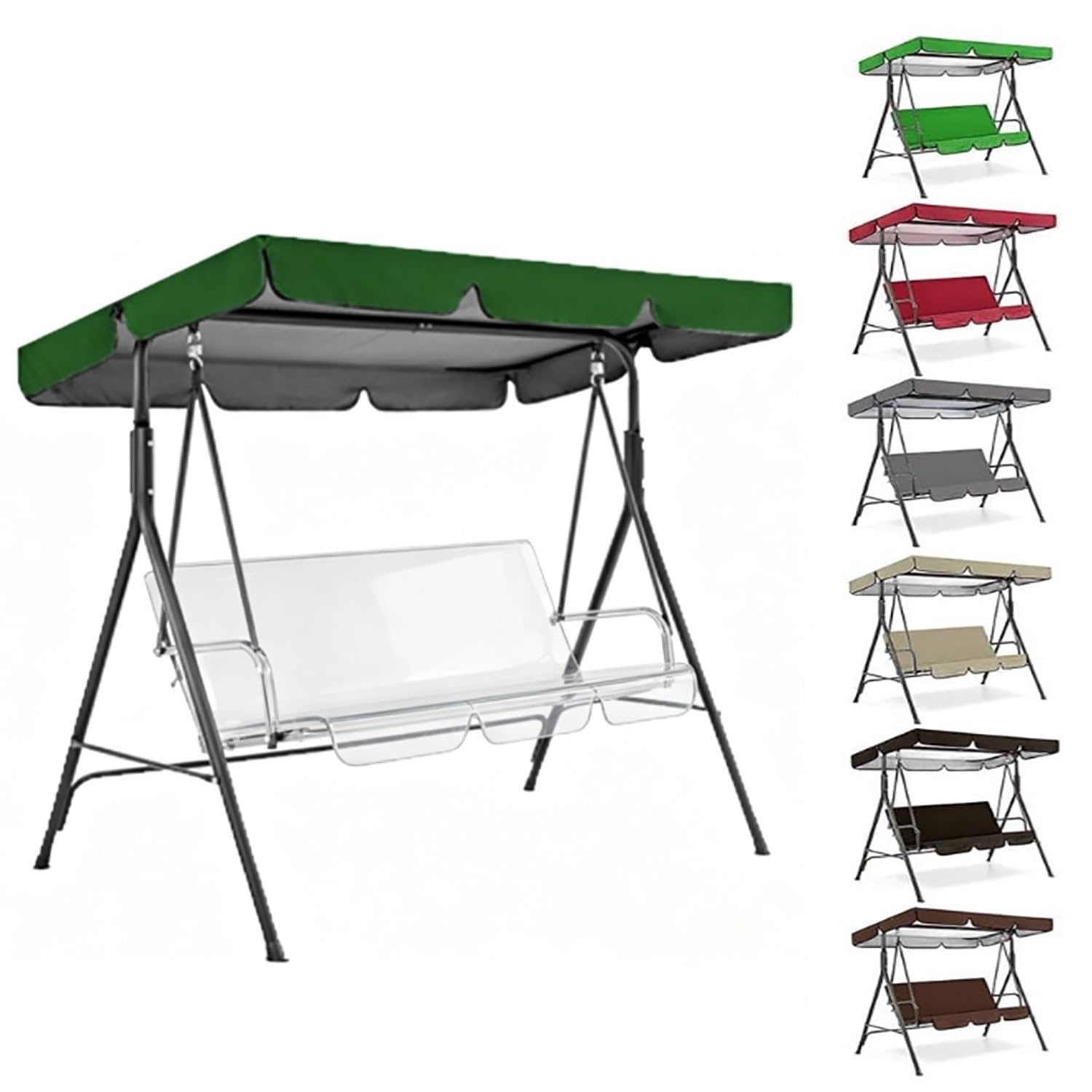 YCXHGK 2/3 Seater Swing Canopy Replacement Cover, Garden Hammock Top Cover for Seat Furniture, Canopy Only, Waterproof Oxford Cloth Swing Top(Green,190x120cm/75x47in)