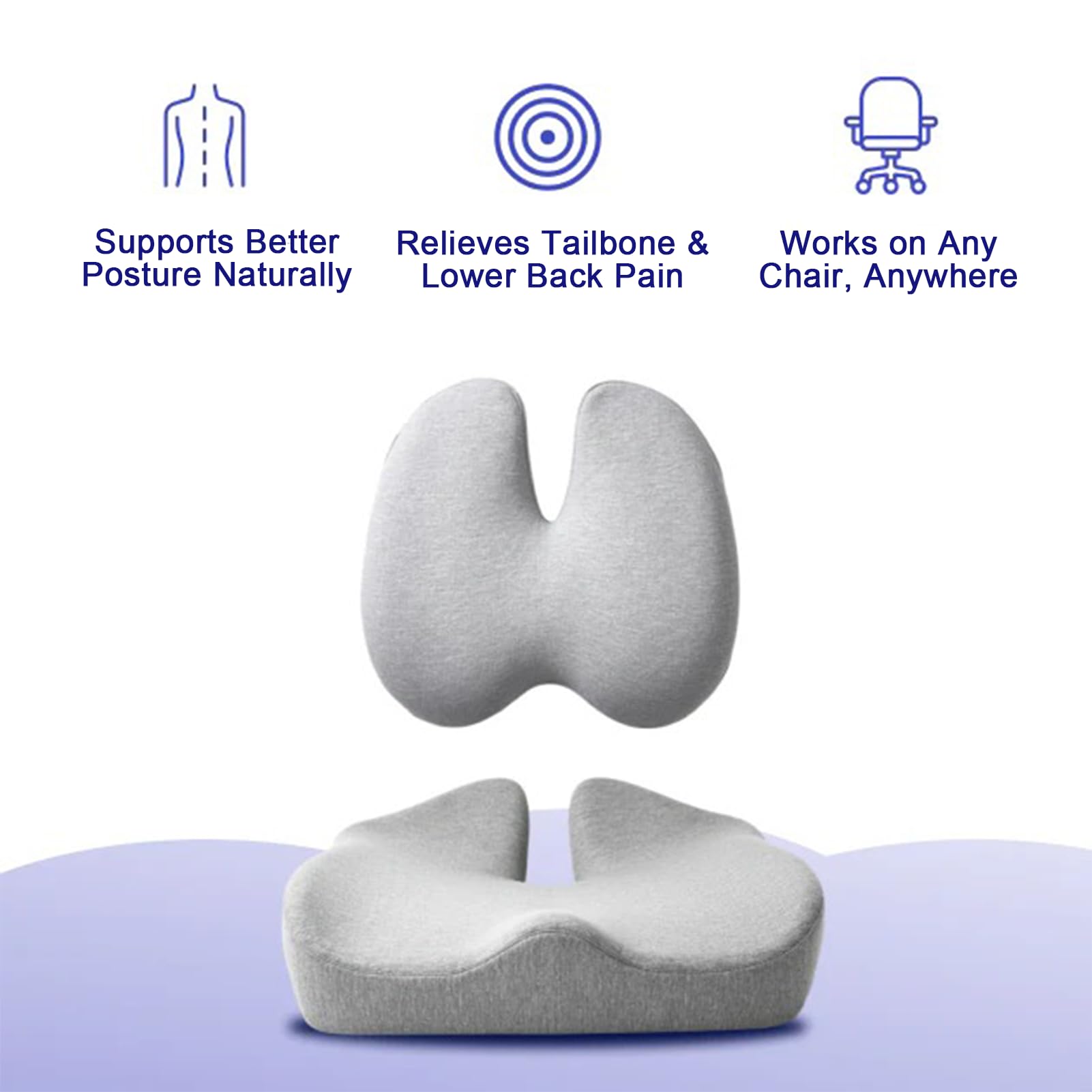 Nordic Comforts - Asiento ergonómico de espuma viscoelástica y cojín lumbar, diseño ortopédico para alivio del dolor de coxis y espalda baja, se adapta a cualquier silla, comodidad portátil