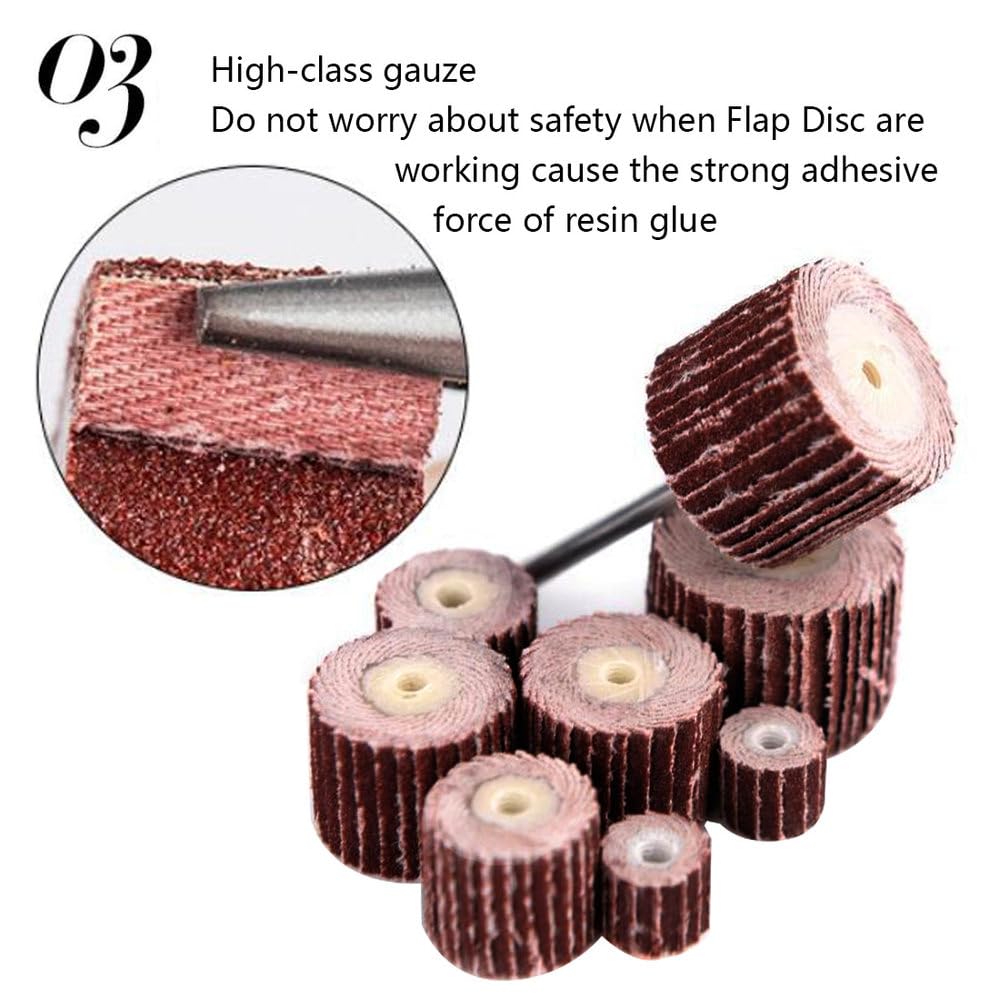 Schleifpapier-Fächerschleifscheibe, 14-teiliges Lamellenrad-Set mit 3 mm Schaft for Rotationswerkzeuge, 8–15, Körnung 80–600(320 Grit15mm)