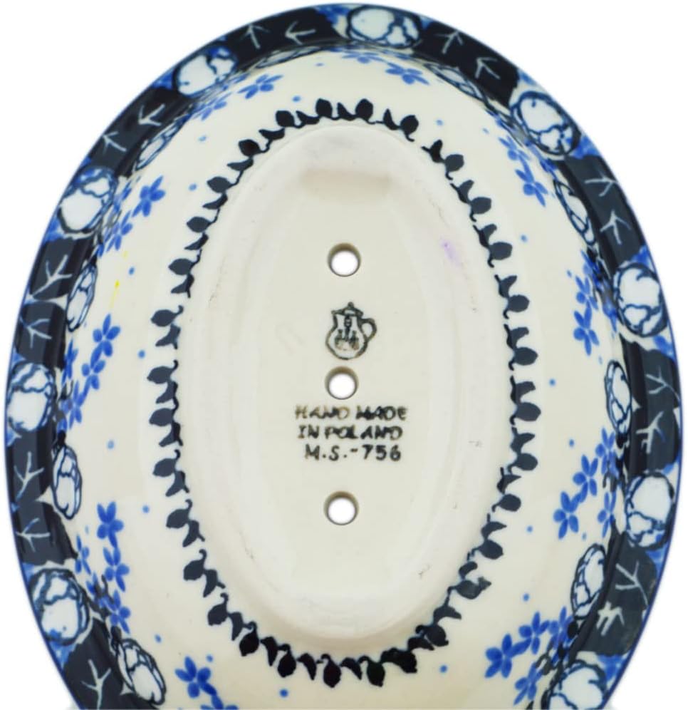 Polmedia Polish Pottery Soap Dish - Flowers at Dusk Pattern Handmade in Boleslawiec Poland by Ceramika Artystyczna + Certificate of Authenticity