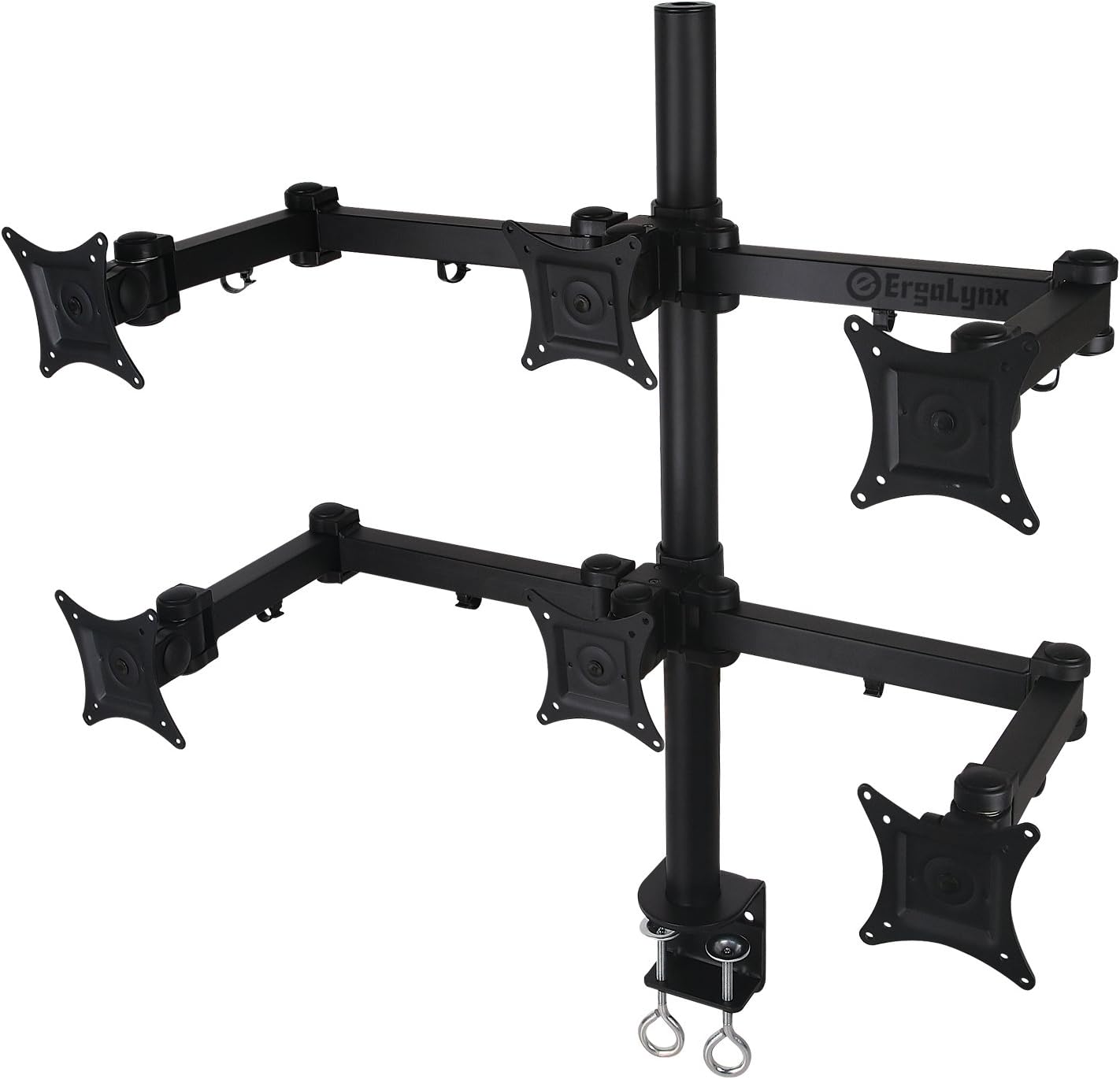 Ergolynx Six Screen VESA Monitor Stand Desk Mount Arm LCD LED TV 6 Worktop Clamp