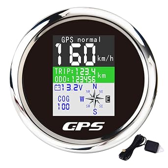 KAOLALI GPS Speedometer for Boat Marine Motorcycle 85mm Black Silver