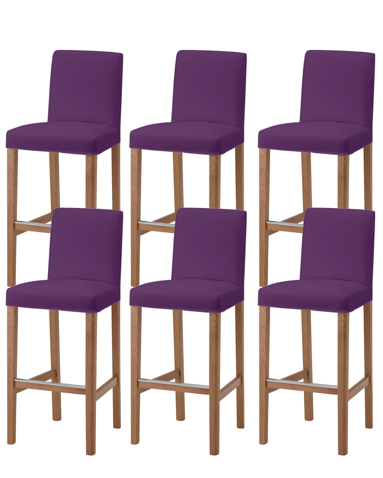 Wowouhiya Pure Dark Purple Bar Stool Covers - Stretch Dining Chair Covers Set of 6, Simple Solid Color Bar Chair Covers Removable Counter Stool Pub