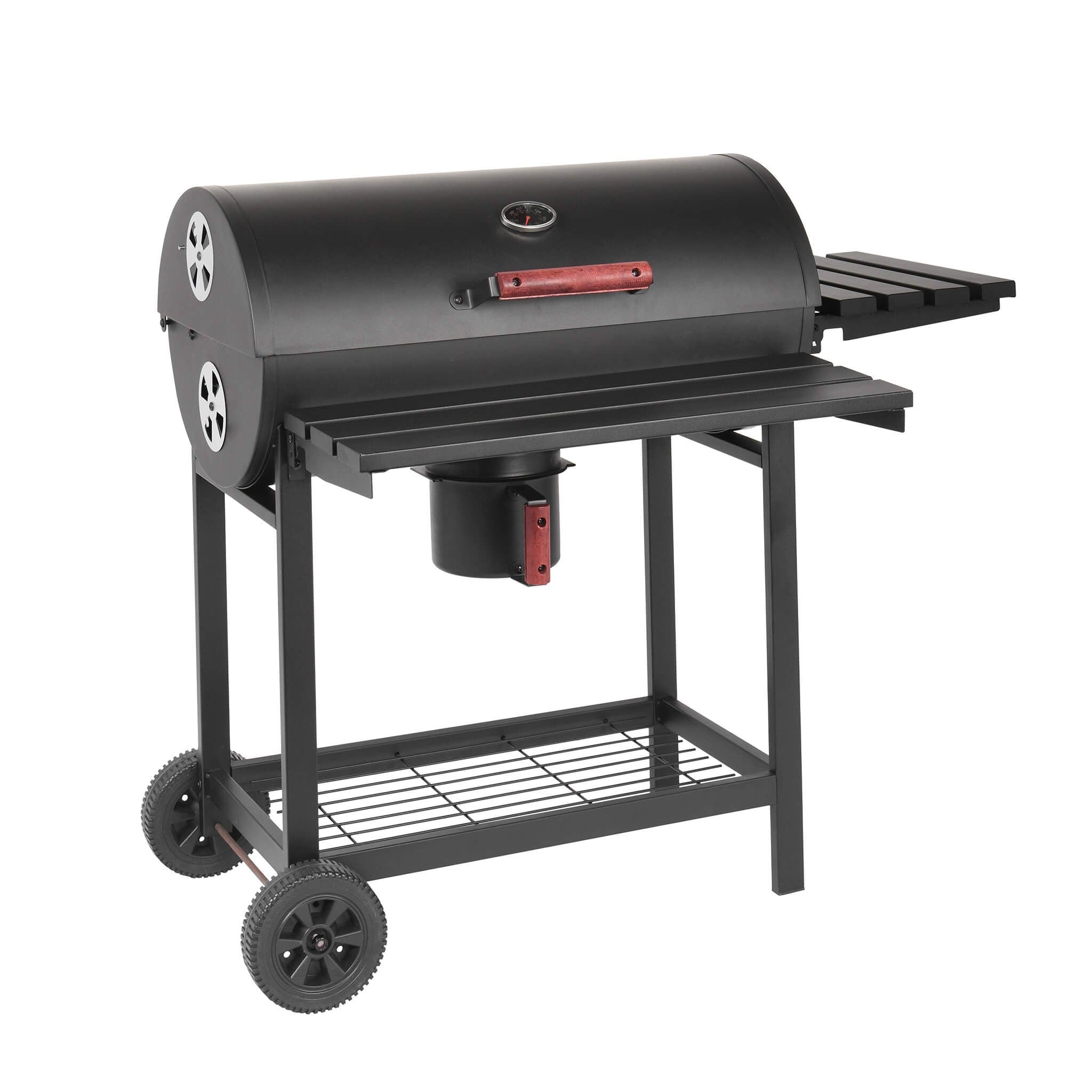Milani Home - barbecue a carbonella, acciaio, affumicatore cottura lenta con ruote, nero