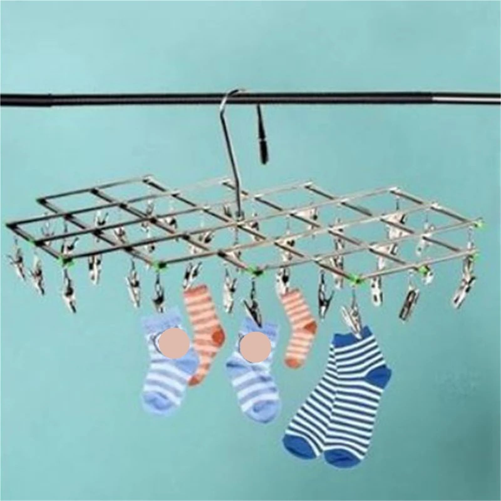 3 Stück Faltbarer Kleiderbügel, Wäscheständer, Edelstahl, Unterwäsche, Sockentrockner, flaches Kopf-Design, rostbeständig, starker Halt für Socken(35 Clip)