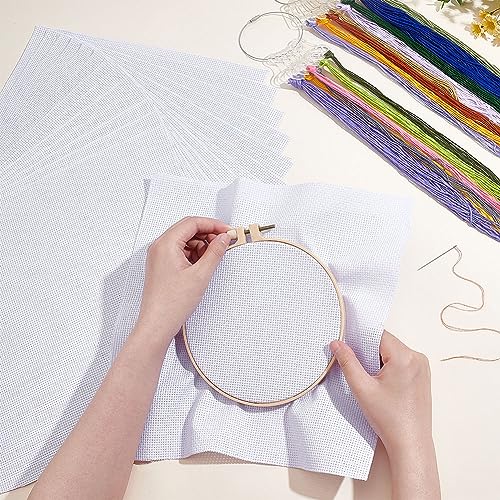 BENECREAT 14 Pieces White Cotton Fabric Embroidery Fabric, 30x30cm Square Aida Cloth Cotton Cross Stitch Cloth for Making Garment Craft - Image 3
