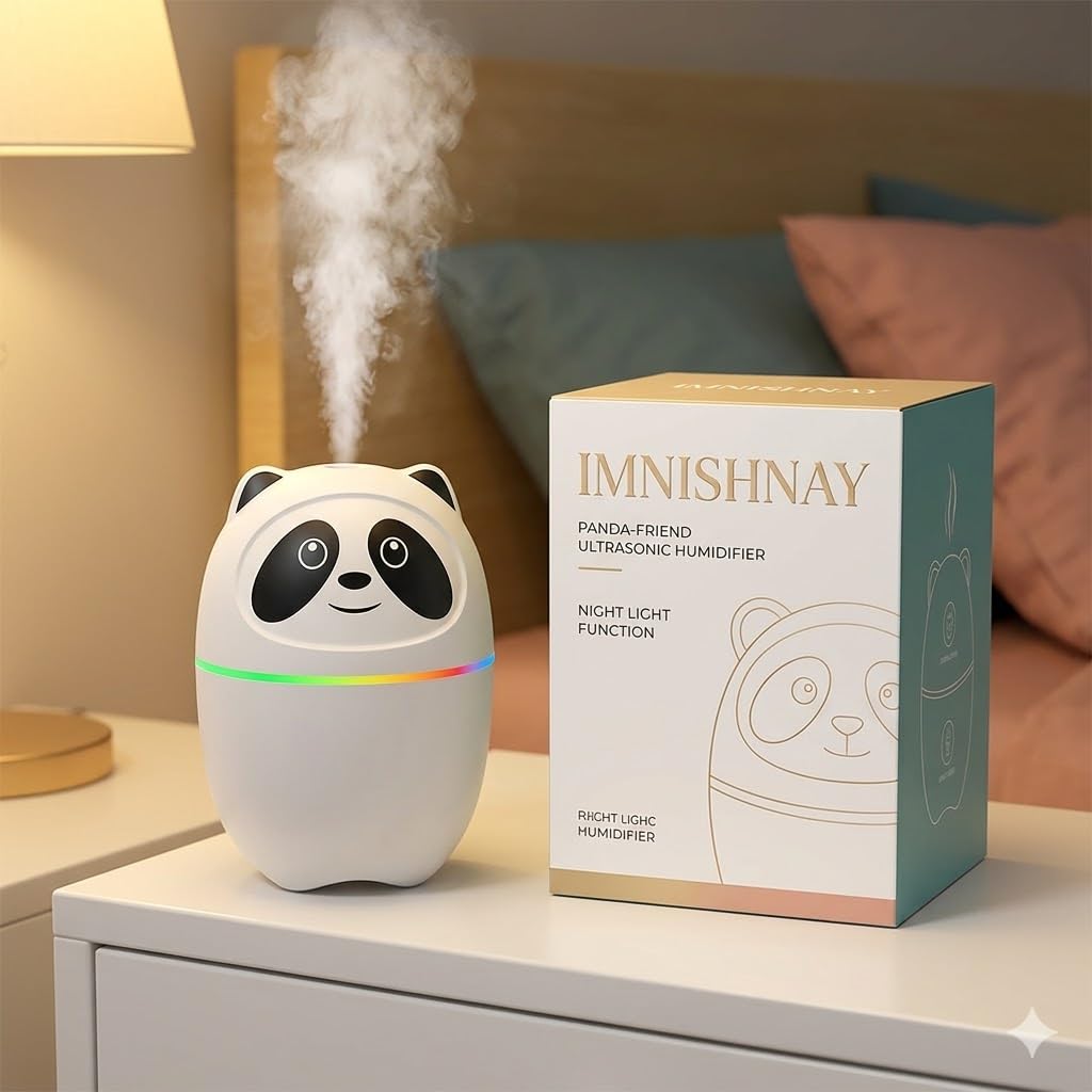 Panda Cool Mist Humidifier & Essential Oil Aroma Diffuser – Ultrasonic Quiet Air Humidifier for Room, Office, Car & Baby | Portable Moisture & Relaxing Night Light for Home (Panda)-image-49