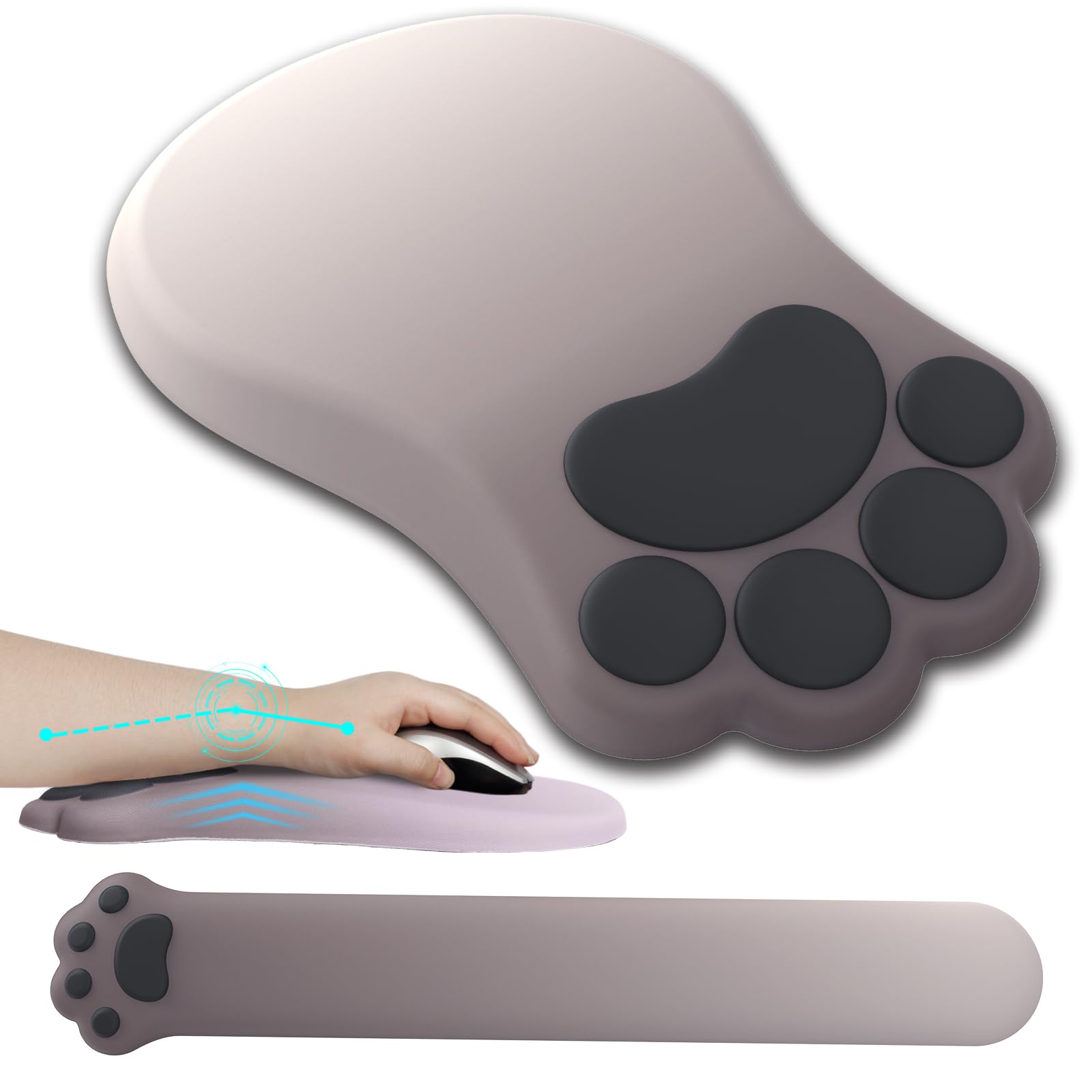 L-SPOUTTO Alfombrilla ergonómica para mouse con reposamuñecas y reposamuñecas para teclado, bonita y cómoda alfombrilla de mouse para computadora, alfombrilla de mouse para aliviar el dolor con base