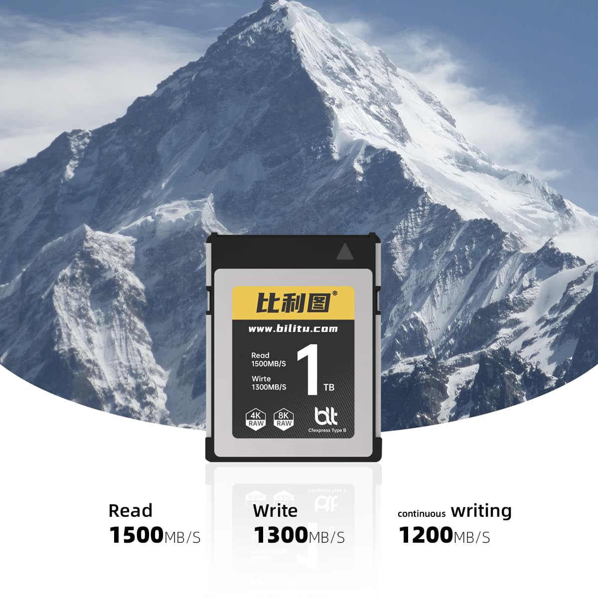 Bilitu - Scheda di memoria professionale CFexpress tipo B, 128 GB, adatta per fotografi, fotografi, fino a 1500/1200 MB/s, video 4K 6K