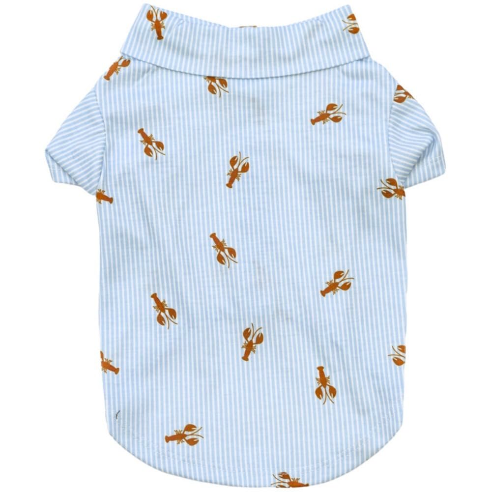 Tangpan Stipes Tropical Print Pet Dog Shirt Puppy Summer Hawaiian Beach Polo Shirts Clothes(Blue,S)
