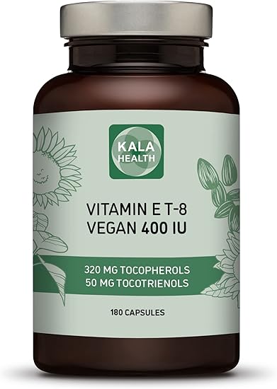 Kala Health Vitamin E - All 8 Tocopherols + Tocotrienols 400 IU Vegan - Alpha Tocopherol/Tocotrienol + Beta Tocopherol/Tocotrienol + Gamma Tocopherol/Tocotrienol + Delta Tocopherol/Tocotrienol