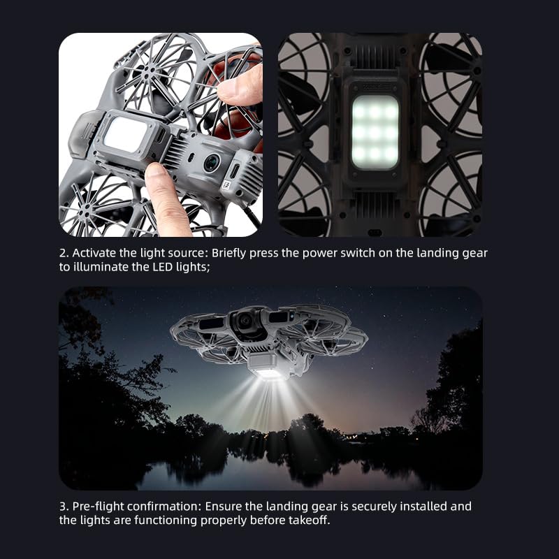 Image of Coyktonty Night Lighting Landing Gear for DJI Neo 2,Rechargeable LED Night Flying Lights, Neo2 LED Light Landing Gear 2-in-1 Kit,Increase height by 10 cm
