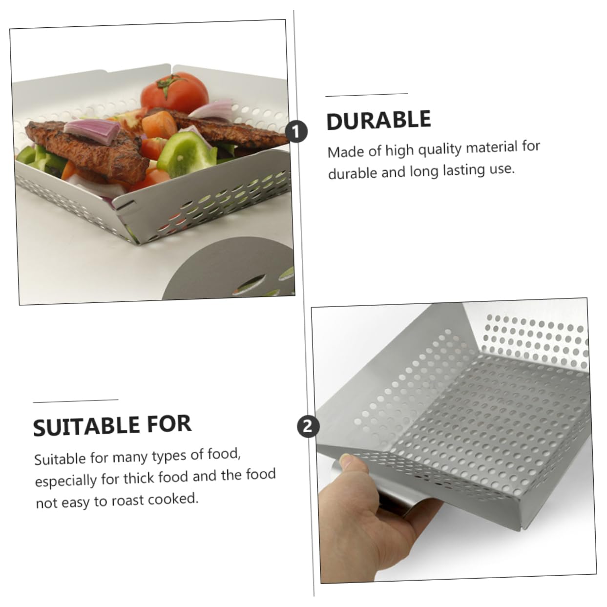 1pezzi Square Baking Tray Acciaio Inossidabile Per Barbecue Vassoio Grigliata Per e Verdure Strumento Bbq Multiuso Resistente e Pratico