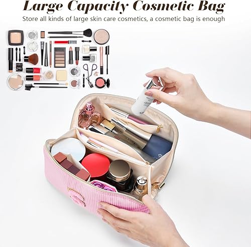 Miniatura 7 de DTBG Bolsa de cosméticos de viaje de gran capacidad, Rosado, A
