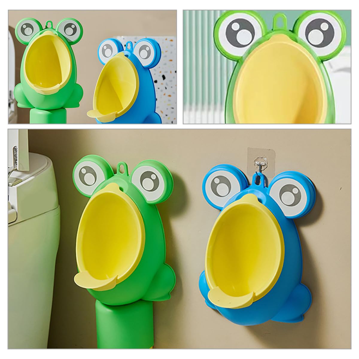 Potty Trainer for Boys Hanging Urinal with Cartoon Animal Design Wall-Mounted Boys Urinal for Bathroom Training Portable Green