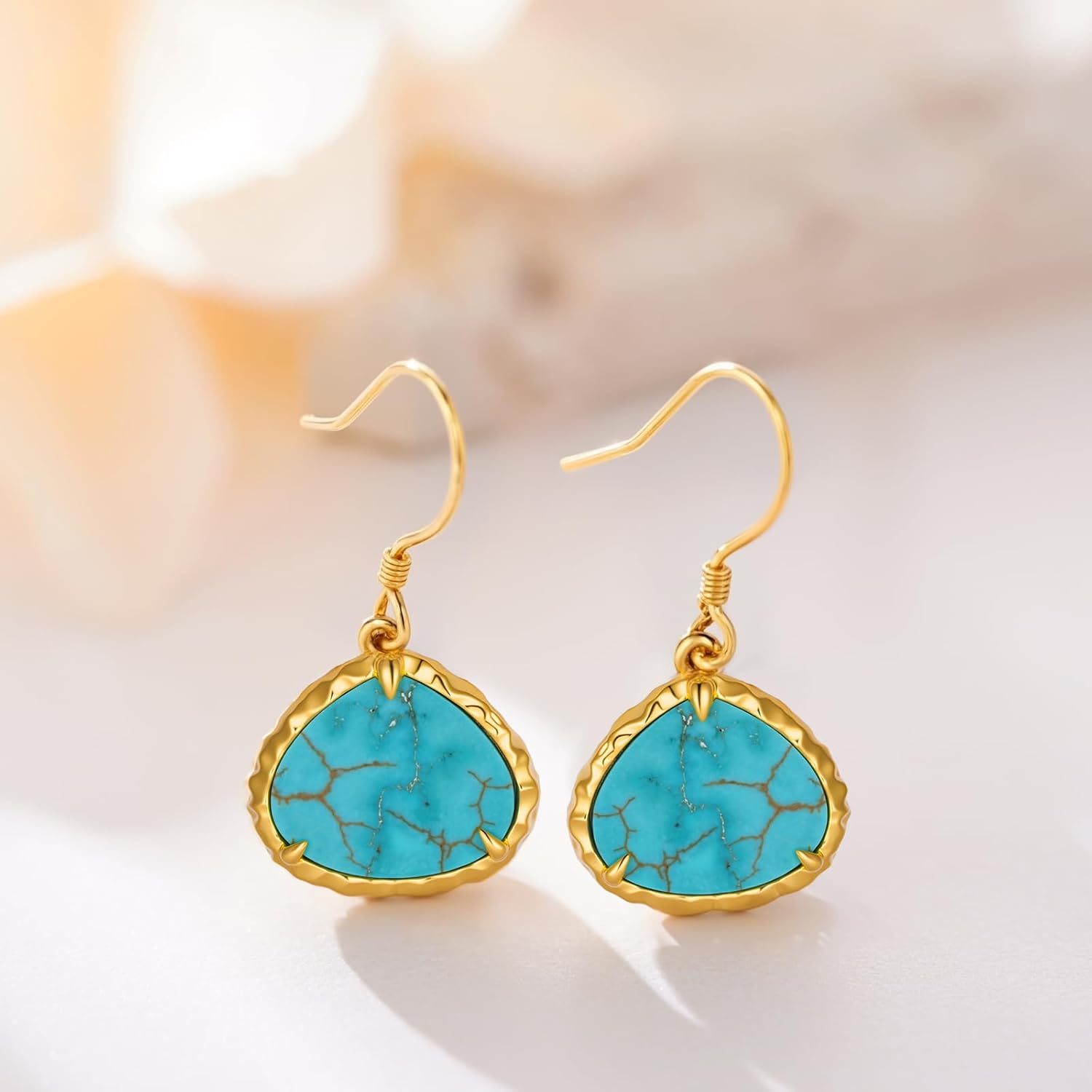 Genuine Turquoise Gold Earrings 925 Sterling Silver Western Earrings Western Nature Gemstone Real Turquoise Jewelry for Women - Image 3