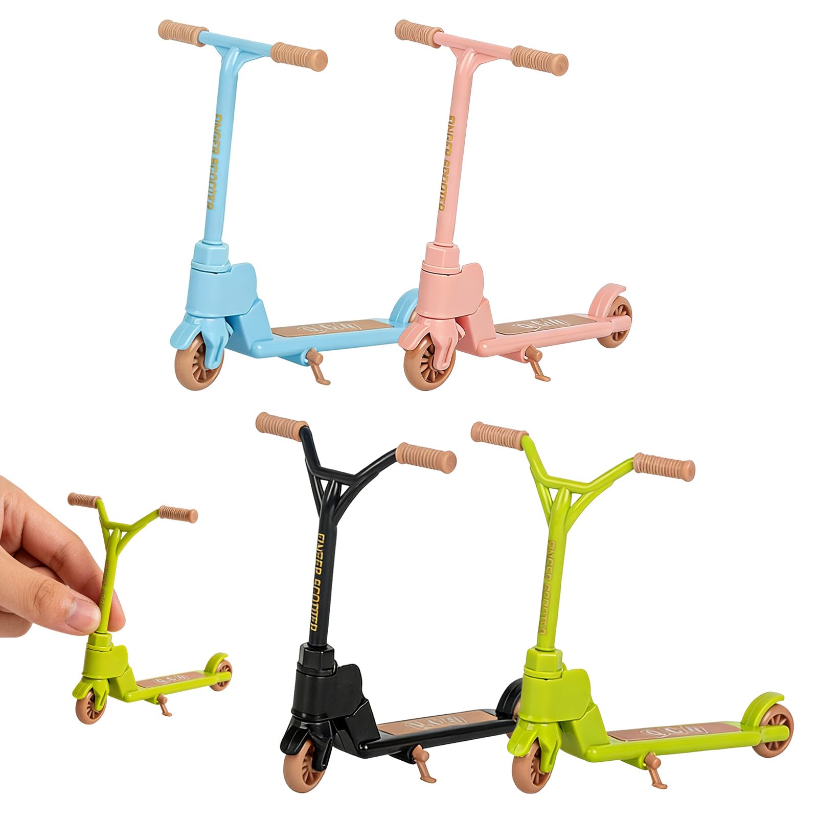 Copbopwn 4PCS Mini Finger Scooter Foldable Finger Skateboards Two Wheel Finger Scooters with Brake Mini Skateboard for Finger Training Cool Fidget Toys for Classroom Reward Party Favours — image 1