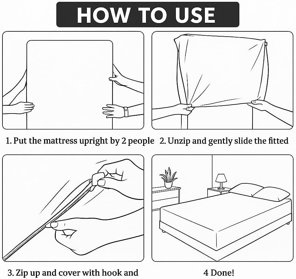 Mattress-Homes Zippered Fitted Sheet, Twin XL Size, 10" Deep Pocket Mattress Encasement Bottom Cover with Zipper, Hotel Quality Brushed Microfiber, Soft, Wrinkle-Free, Dark Grey Solid