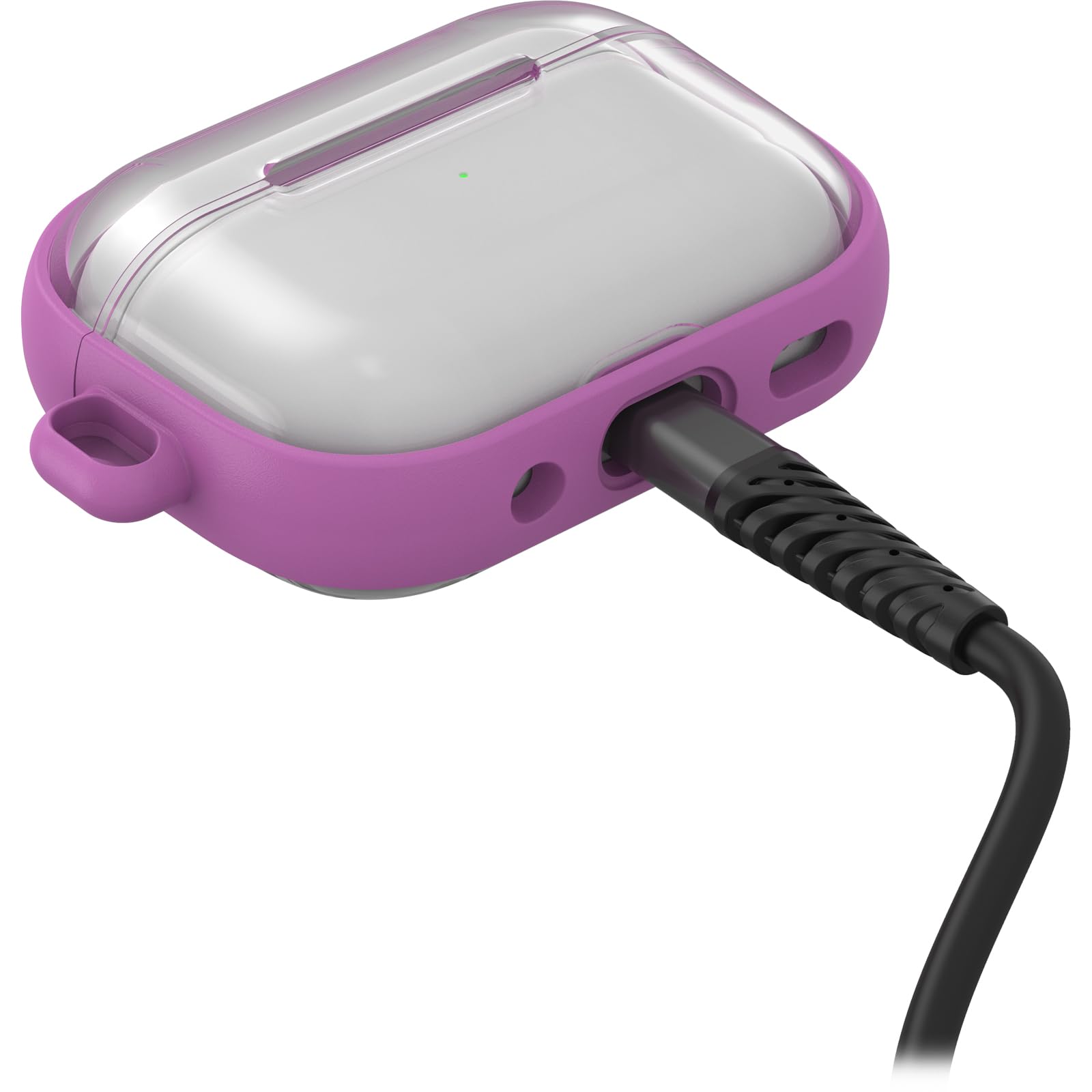 OtterBox Clear Series Etui na słuchawki AirPods Pro (1st/2nd gen & Pro 2), Odporny na wstrząsy, bardzo cienki, odporny na zarysowania futerał ochronny z karabińczykiem na Apple AirPods, Petal Plume