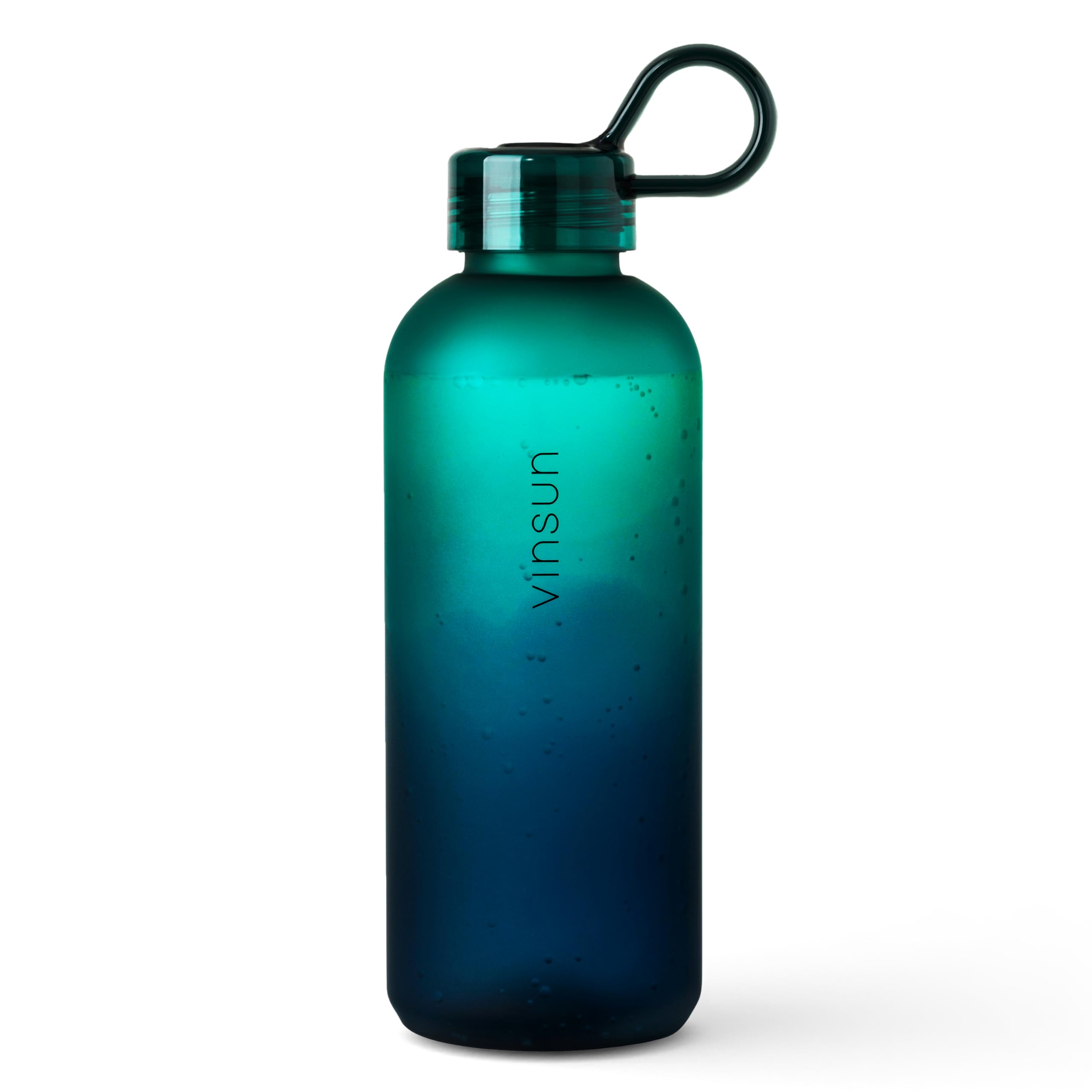 VINSUN Trinkflasche 650ml blau grün - leicht, auslaufsicher, Kohlensäure geeignet, BPA frei, Tritan - Robuste Wasser Flasche zum auffüllen - Schule, Sport, Büro