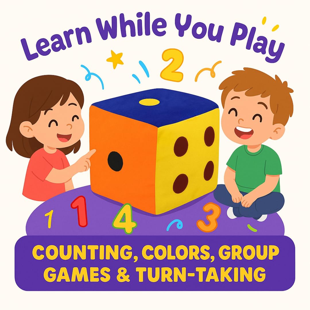 6 Inch Soft Dice Cube | Plush Dice for Kids & Adults | Small Dice for Ludo, Snake & Ladder, Board Games | Safe Soft Toy 4