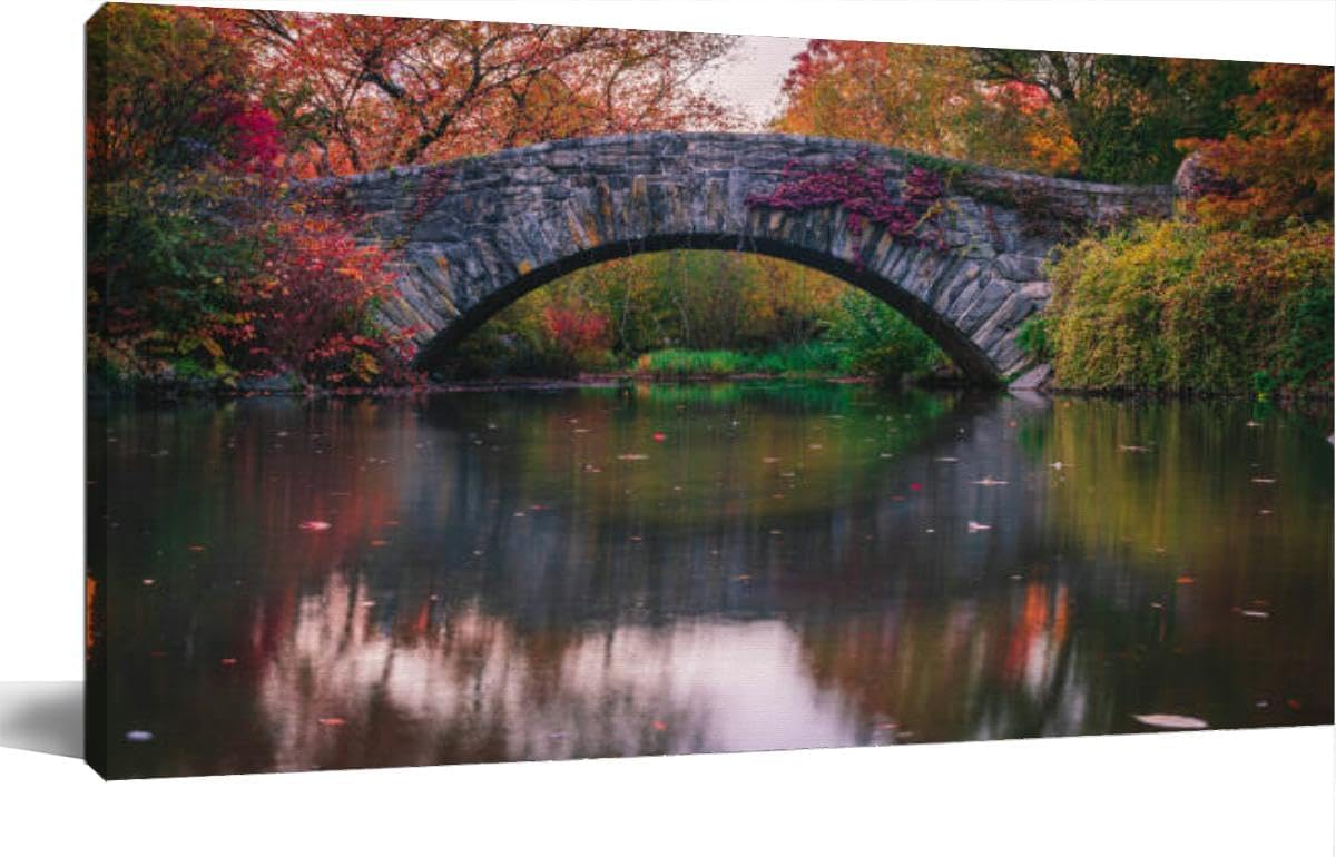 TOOUTEREA 20x40 Frame Large Canvas Painting Wall Art Gapstow Bridge Central Park Wall Decor for Living Room Bedroom Kitchen Bathroom Office Artwork Home Decor