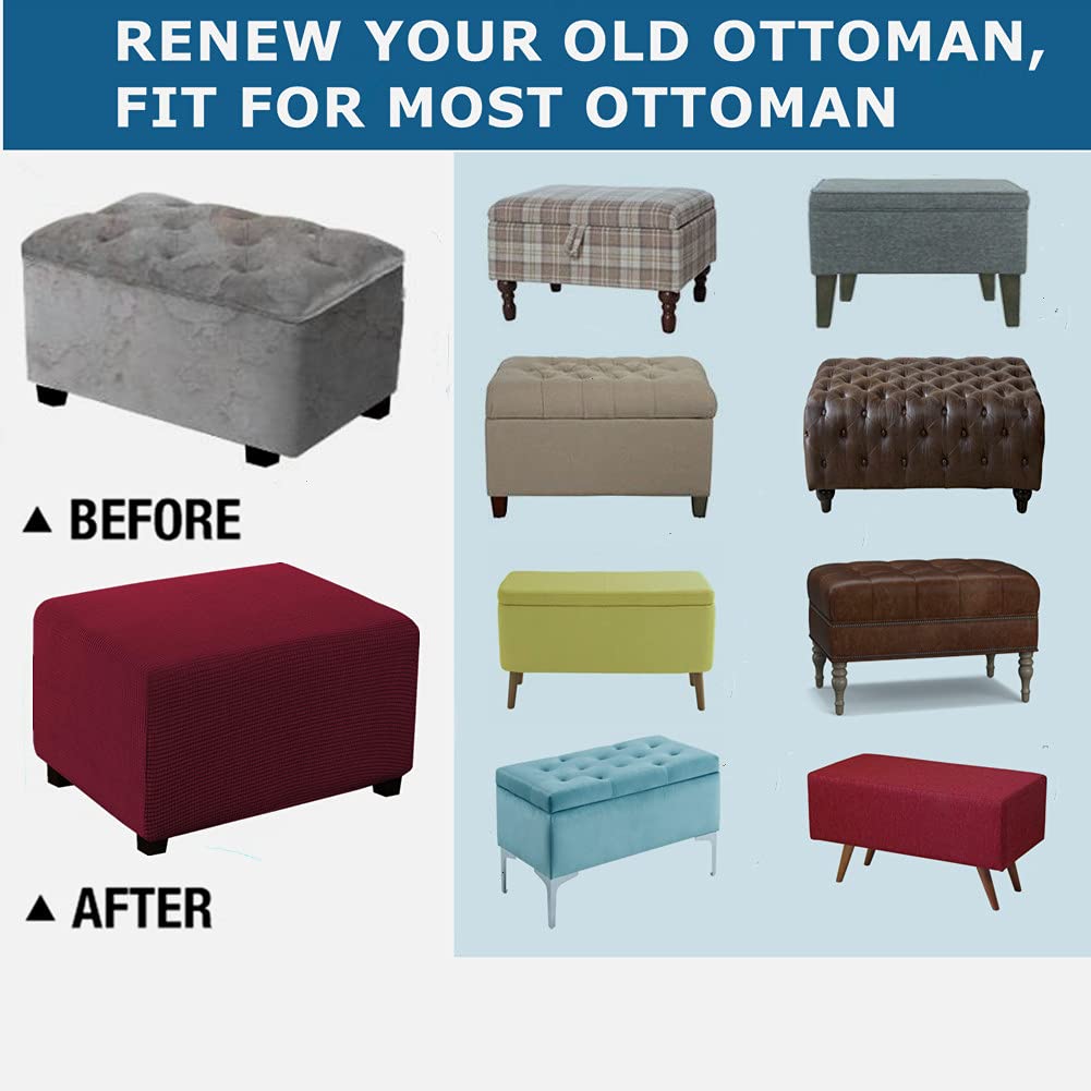 Easy-Going Housse De Protection Extensible Pour Ottoman, Tabouret De Rangement Pliable – Housse De Protection Souple Avec élastique En Bas (taille XS, Taupe