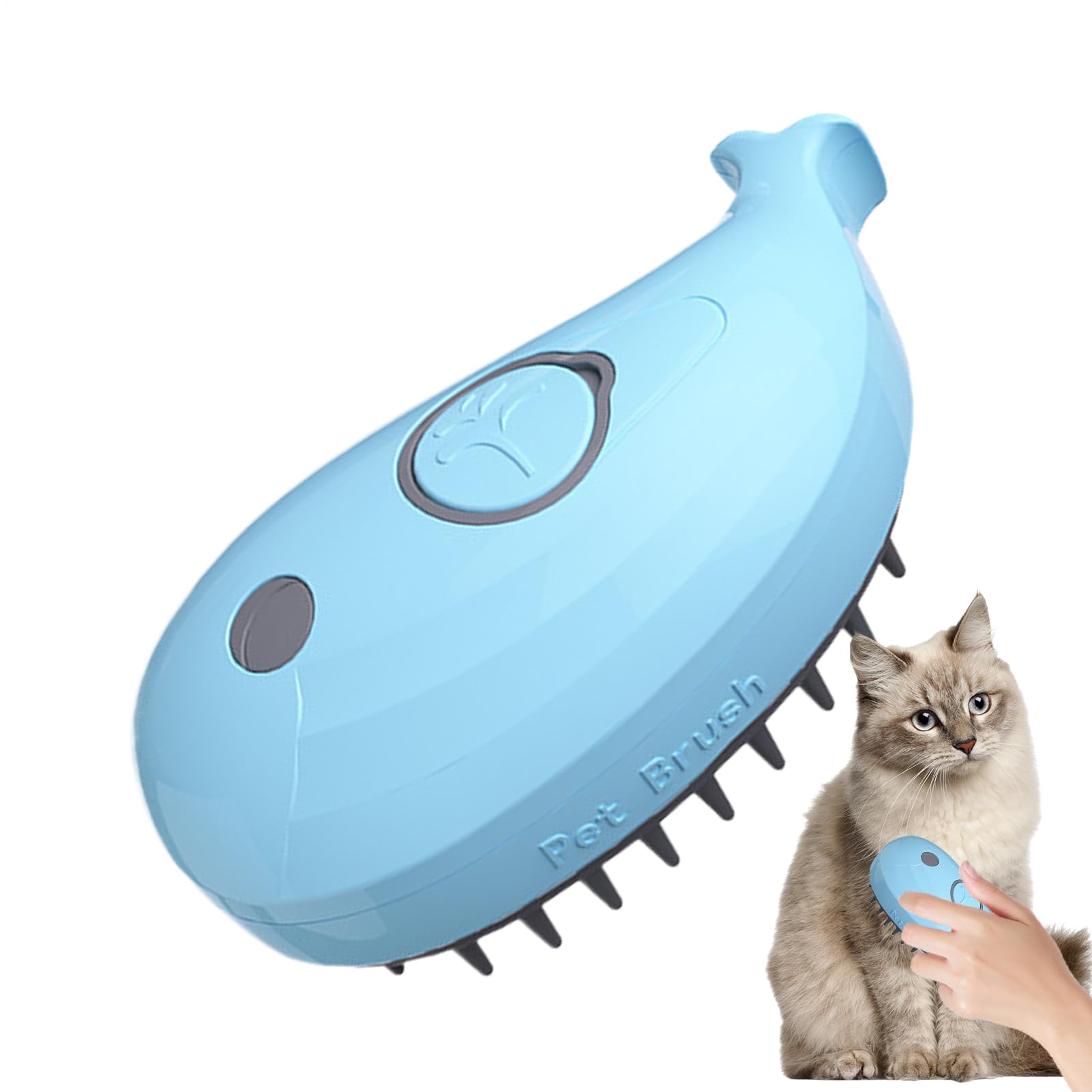 Peine caliente para mascotas, cepillo de gato humeante - 4 en 1 cepillo de pérdida de gato con pulverización de agua,Herramienta de masaje silencioso, peine para mascotas