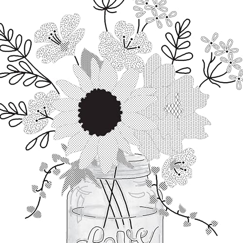 Image of Dimensions 72-70487 Floral Jar Embroidery Needlepoint Kit for Beginners, 6 inch Diameter Hoop, Multicolor, 5 Pieces