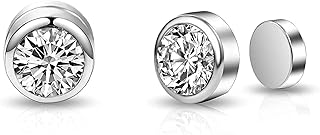 حلق بمشبك مغناطيسي 5 ملم مصنوع من كريستال نمساوي للرجال والنساء جوليا ستور فضي