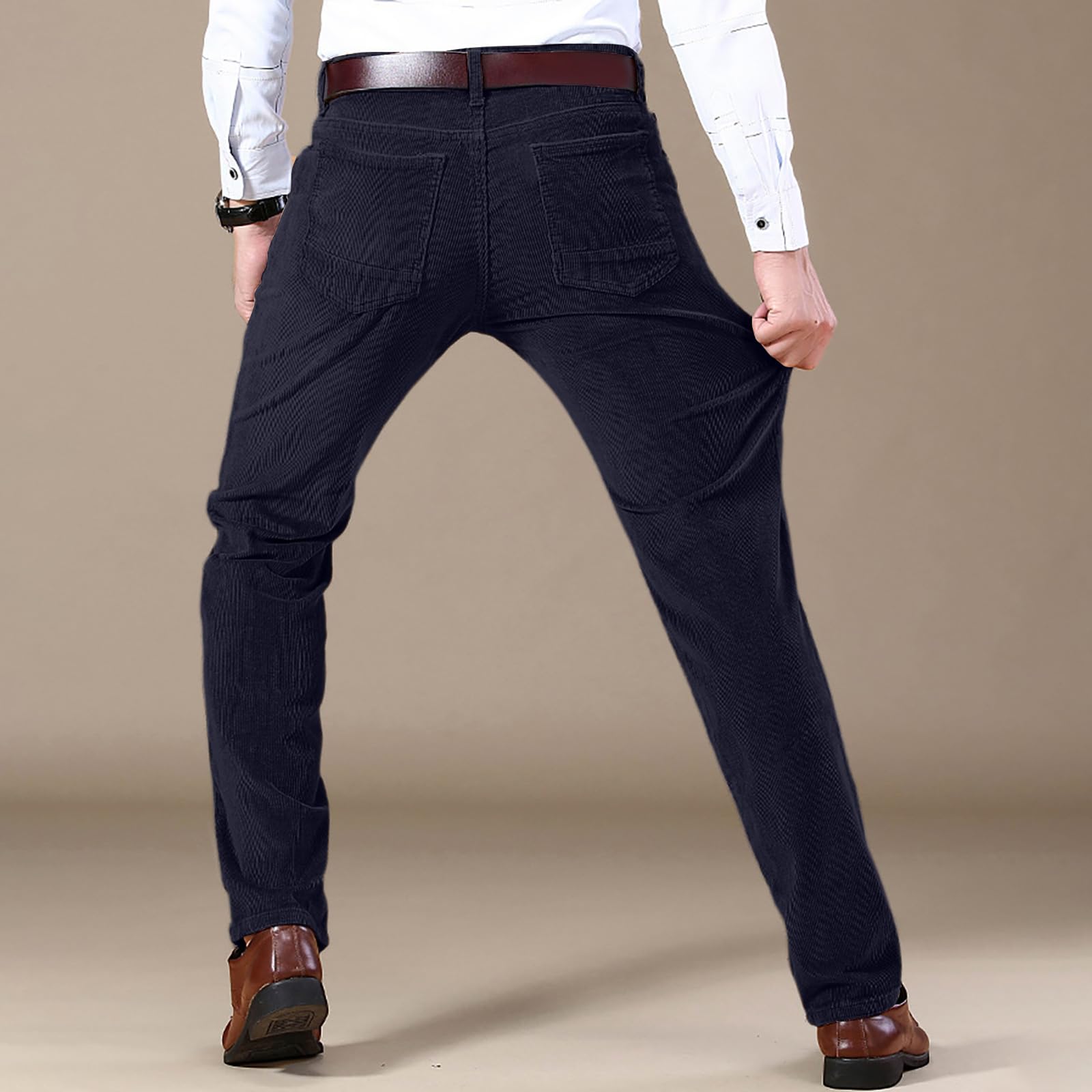 Cordhose Herren Stretch Winterhose Gefüttert Freizeithose Lang Hosen Gerades Bein Chino Hose Regular Fit Fleecehose Warm Herrenhosen Bequem Männer Arbeitshosen Business Casual Trousers for Men