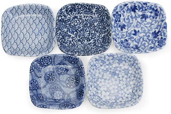 Blue and White Porcelain Sauce Dish- 5pcs